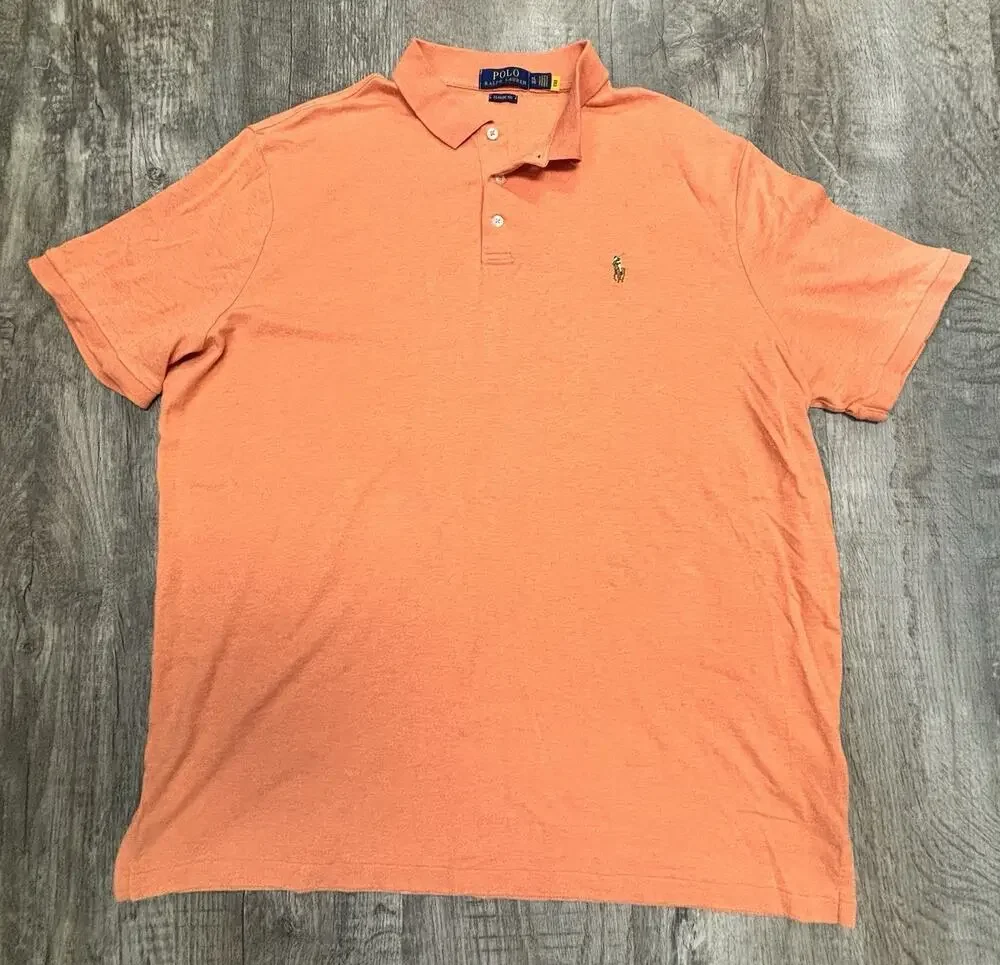 Polo Ralph Lauren Orange Short Sleeve Cotton Classic Fit Polo Shirt Men's Sz XL